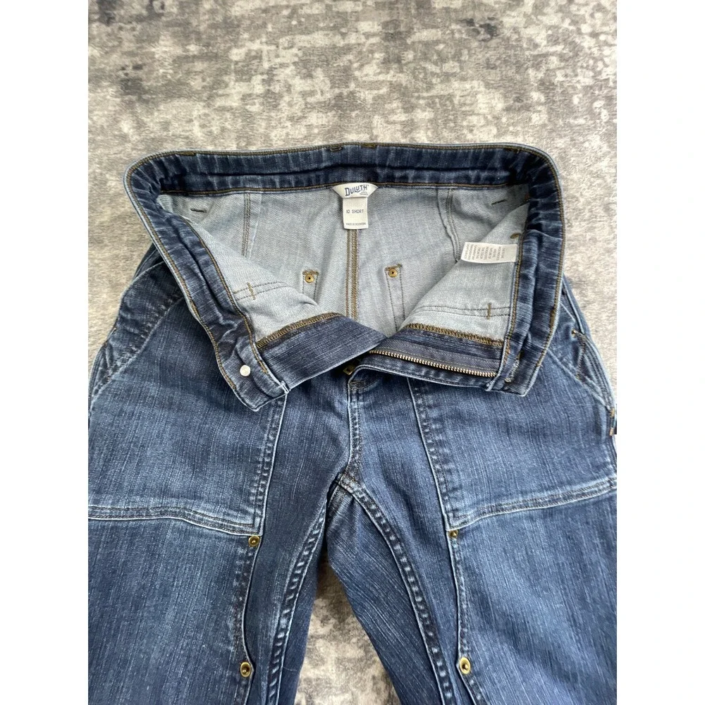 Duluth Womens 10 Short Double Knee Straight Construction Jeans Dark Blue Utility